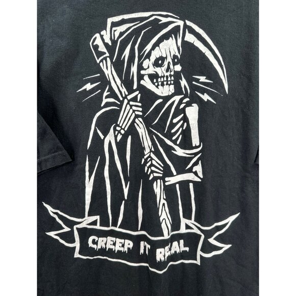 Grim Reaper Creep It Real Graphic T-Shirt 100% Cotton  Size 3x  Black  Machine W - Picture 2 of 4